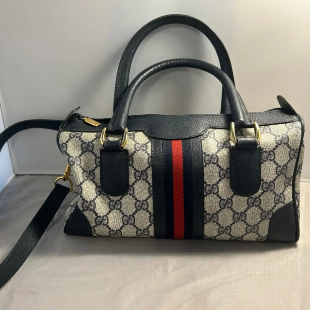 Gucci Black and Cream Satchel with Leather Trim - Picture 3 of 10